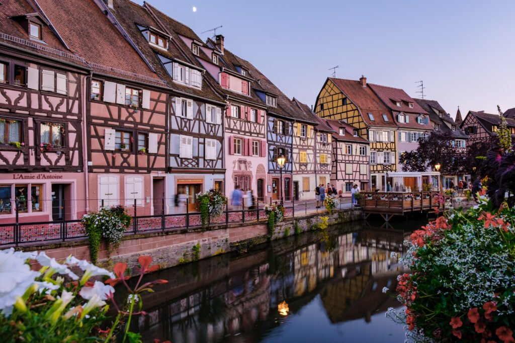 Historic town of Colmar, Alsace region, France with beautiful canals called Le Petit Venice