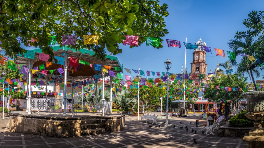 Main square and Our Lady of Guadalupe church in Puerto Vallarta, Mexico - Best Winter Sun Destinations