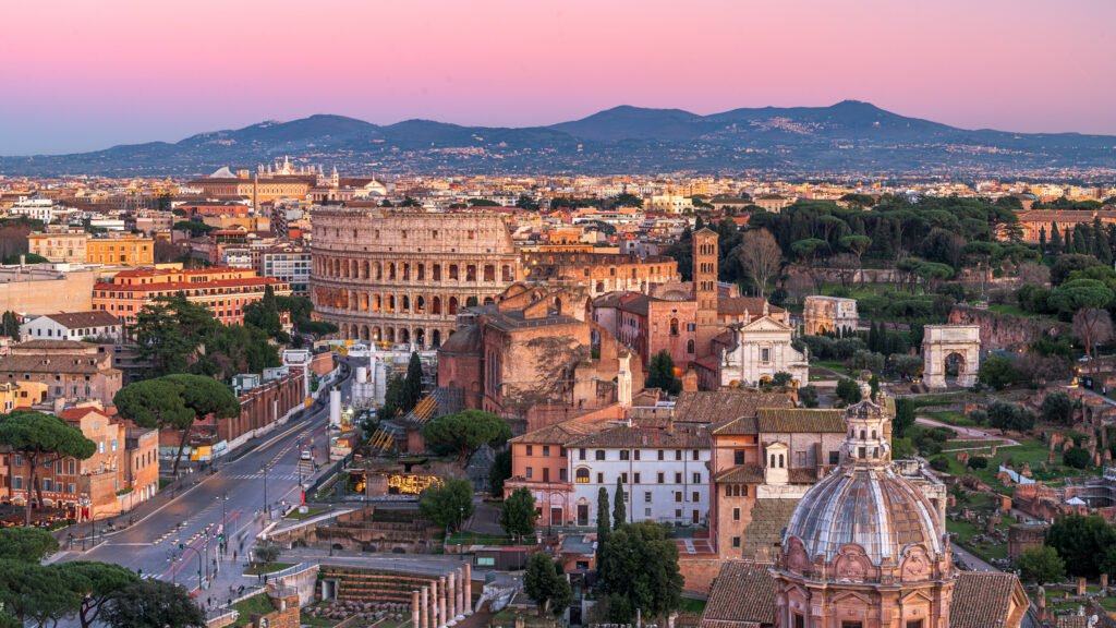 Roman Forum and Colosseum in Rome, Italy